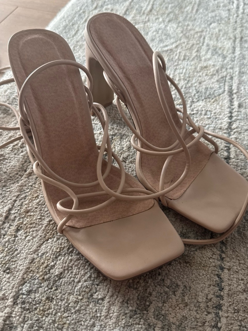 Billini Blush Strappy Square-Toe Block Heels